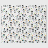 Papier Cadeau Astronaut et Motif spatial de fusée (Plat)