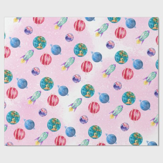 Papier Cadeau Astronaut fille Espace extra-atmosphérique Anniver (Plat)