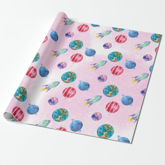 Papier Cadeau Astronaut fille Espace extra-atmosphérique Anniver (Déroulé)