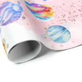 Papier Cadeau Astronaut fille Espace extra-atmosphérique Anniver (Coin rond)