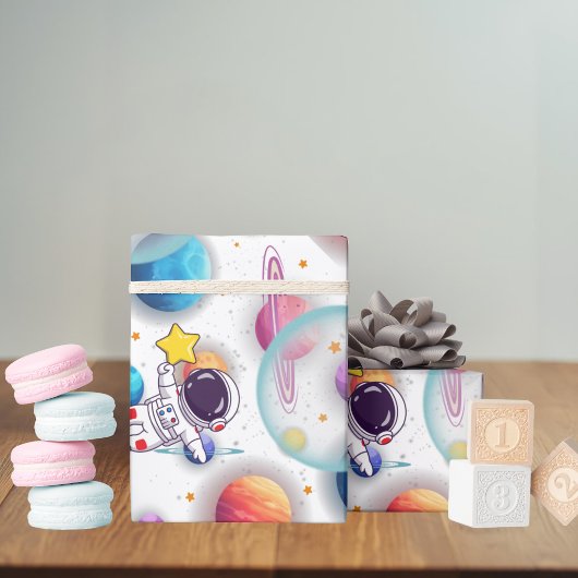 Papier Cadeau Astronaut & Planets Wrapping Paper
