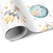 Papier Cadeau Astronaut Space-Themed Birthday (Coin rond)