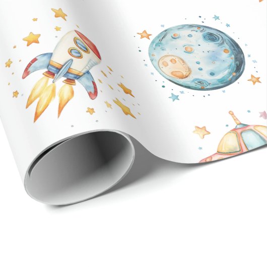 Papier Cadeau Astronaut Space-Themed Birthday (Coin rond)