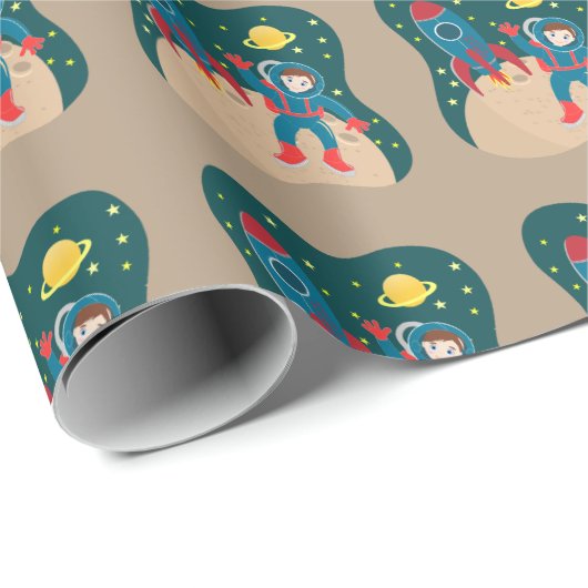 Papier Cadeau Astronaute (Coin rond)