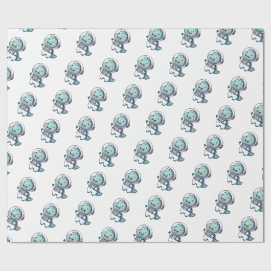 Papier Cadeau Astronaute Bébé Dinosaure (Plat)
