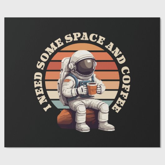 Papier Cadeau Astronaute buvant du café (Plat)