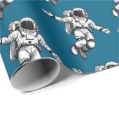 Papier Cadeau Astronaute dans l'espace (Coin rond)