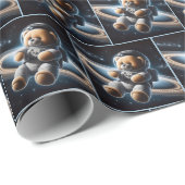 Papier Cadeau Astronaute de Teddy Bear (Coin rond)
