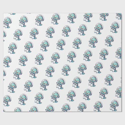 Papier Cadeau Astronaute du Dinosaure de bébé (Plat)