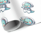 Papier Cadeau Astronaute du Dinosaure de bébé (Coin rond)