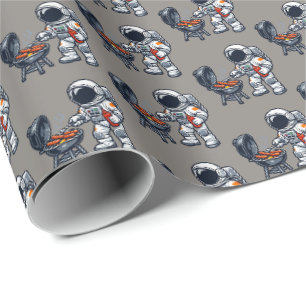 Papier Cadeau Astronaute faisant griller