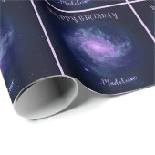 Papier Cadeau Astronomie Southern Pinwheel nom et texte personna (Coin rond)