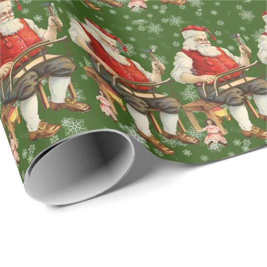 Papier Cadeau Atelier Noël Santa Claus Dentelle Snowflakes (Coin rond)