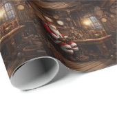 Papier Cadeau Atelier père Noël Steampunk (Coin rond)