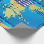 Papier Cadeau Athènes Grèce Horloge grecque Drapeau et carte (Coin)