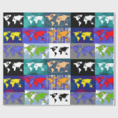 Papier Cadeau atlas coloré du monde (Plat)