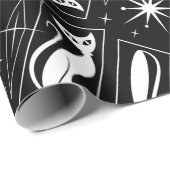 Papier Cadeau Atomique Star Cat MidCentury Moderne MCM de Noël (Coin rond)