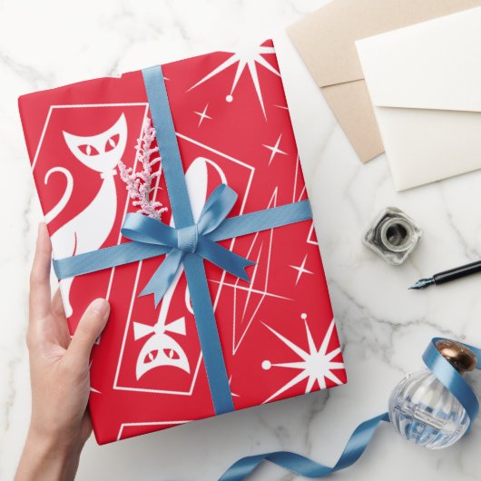 Papier Cadeau Atomique Star Cat MidCentury Moderne MCM de Noël (Cadeaux)