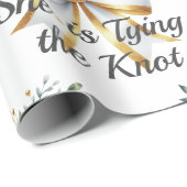 Papier Cadeau Attacher le nœud Blanc Bow Floral Bridal Shower (Coin rond)