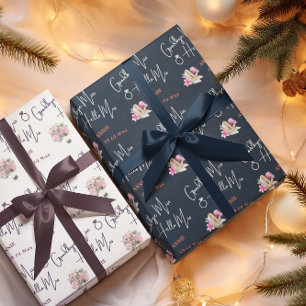 Papier Cadeau Au revoir moderne Mlle Bonjour Mme Fête des mariée