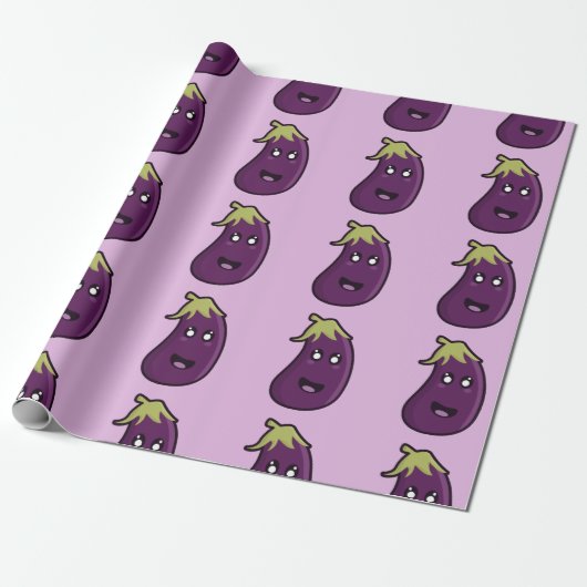 Papier Cadeau Aubergine de Kawaii (Déroulé)
