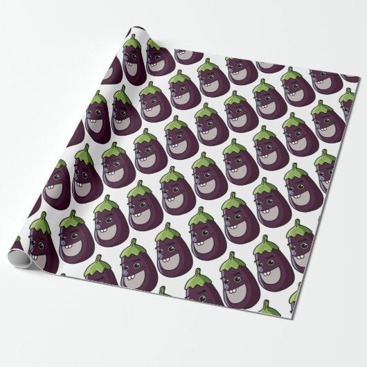 Papier Cadeau Aubergine heureuse (Déroulé)