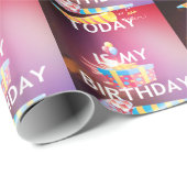 Papier Cadeau Aujourd'hui est mon art d'anniversaire (Coin rond)