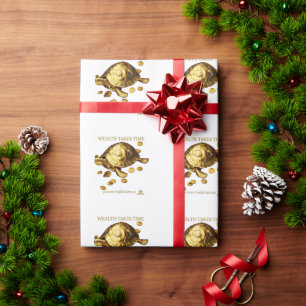 Papier Cadeau AURALUXY™ Tortue Dorée – Mentalité de Richesse