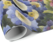 Papier Cadeau Auricules florales botaniques vintages d'art (Coin rond)