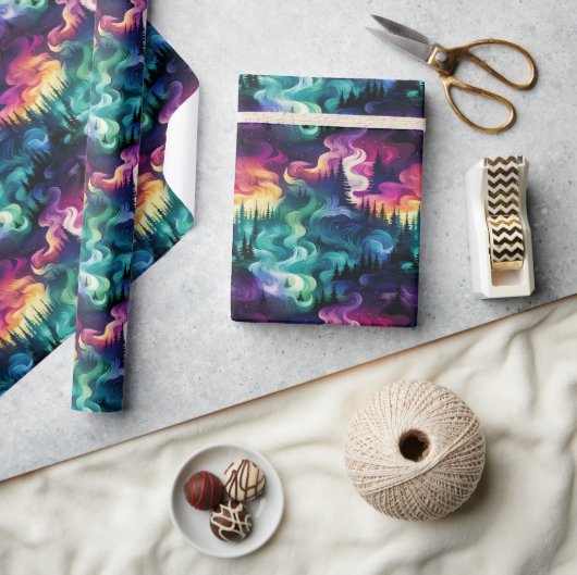 Papier Cadeau Aurora Borealis 3D Dreamscape : Design éthérée (Artisanat)
