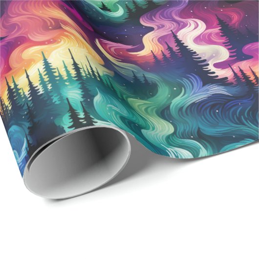 Papier Cadeau Aurora Borealis 3D Dreamscape : Design éthérée (Coin rond)