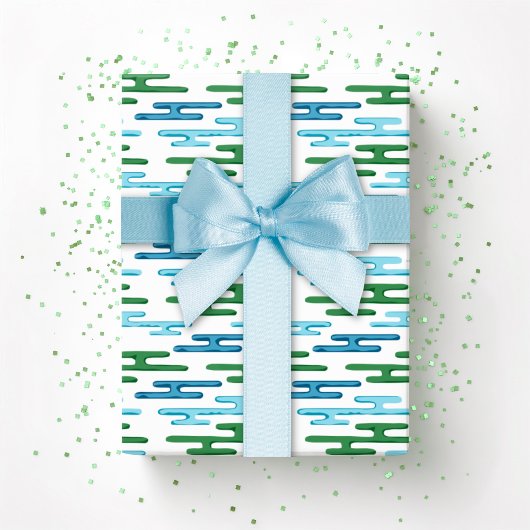 Papier Cadeau Auspicious Cloud Bands in Green and Aqua
