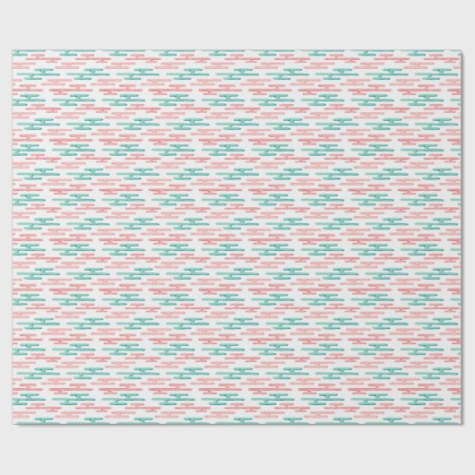 Papier Cadeau Auspicious Cloud Bands in Teal and Flamingo (Plat)