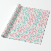 Papier Cadeau Auspicious Cloud Bands in Teal and Flamingo (Déroulé)