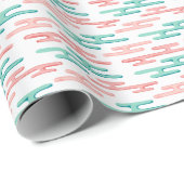 Papier Cadeau Auspicious Cloud Bands in Teal and Flamingo (Coin rond)