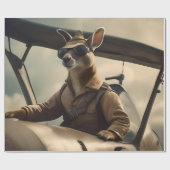 Papier Cadeau Aussie Kangaroo Avion Pilote, (Plat)