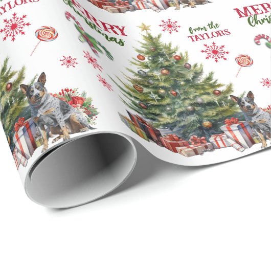 Papier Cadeau Australian Cattle Dog Holiday Tree (Coin rond)