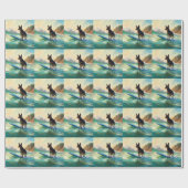 Papier Cadeau Australian Kelpie Beach Surf Paining (Plat)