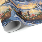 Papier Cadeau Australian Kelpie Christmas Boat Holiday (Coin rond)