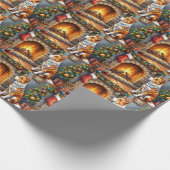 Papier Cadeau Australian Kelpie Fireplace with Christmas Lights (Coin)