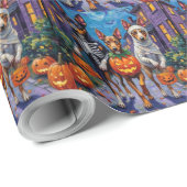 Papier Cadeau Australian Kelpie Trick-or-Treating Halloween  (Coin rond)