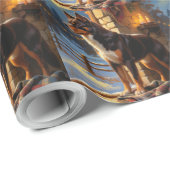 Papier Cadeau Australian Kelpie With Christmas Lights Holiday (Coin rond)