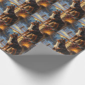 Papier Cadeau Australian Kelpie With Christmas Lights Holiday (Coin)