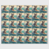 Papier Cadeau Australian Shepherd Beach Surfing Peinture (Plat)