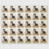 Papier Cadeau Australian Shepherd Black Tricolor Aussie Dog (Plat)