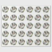 Papier Cadeau Australian Shepherd Christmas Wreath Festive Pup (Plat)