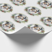 Papier Cadeau Australian Shepherd Christmas Wreath Festive Pup (Coin)