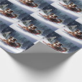 Papier Cadeau Australian Shepherd hiver neige de Noël (Coin)