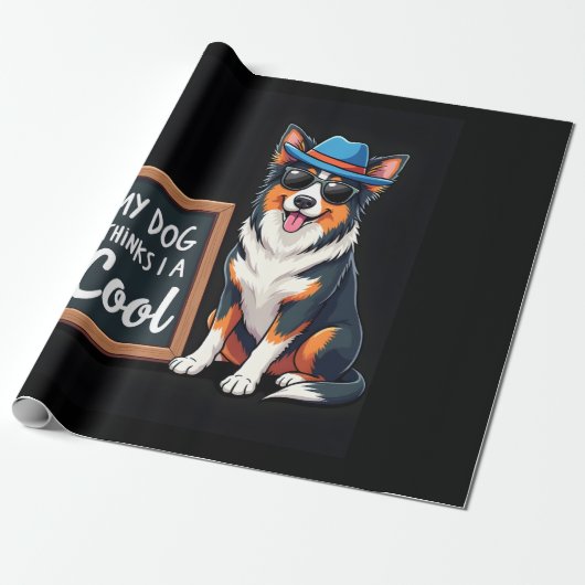 Papier Cadeau Australian Shepherd My Dog Thinks I'm Cool For Dog (Déroulé)