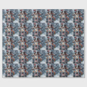 Papier Cadeau Australian Shepherd Riding Motorcycle Noël (Plat)